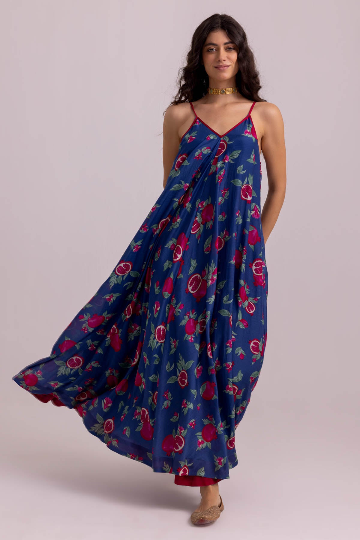 Buy Designer Blue Cotton Silk Printed Dress Online at ScrollnShops